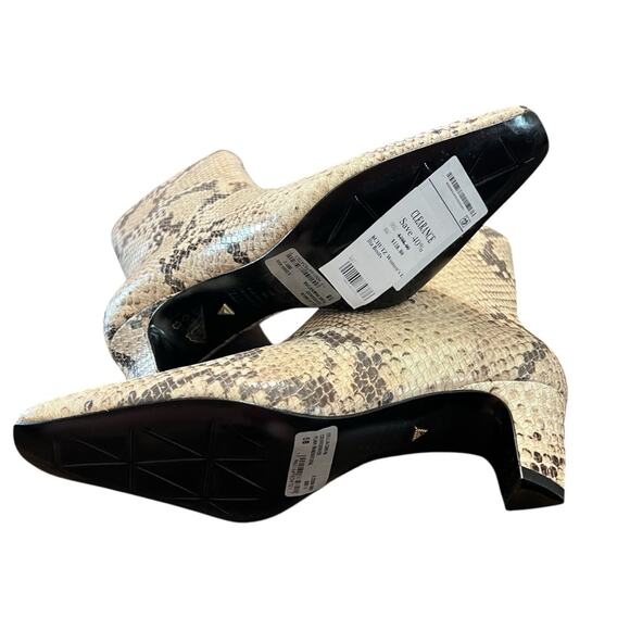 Schutz Dellia Leather Bootie Snake Print Mid  Sculptural Heel Square Toe NEW 5 - Picture 7 of 8
